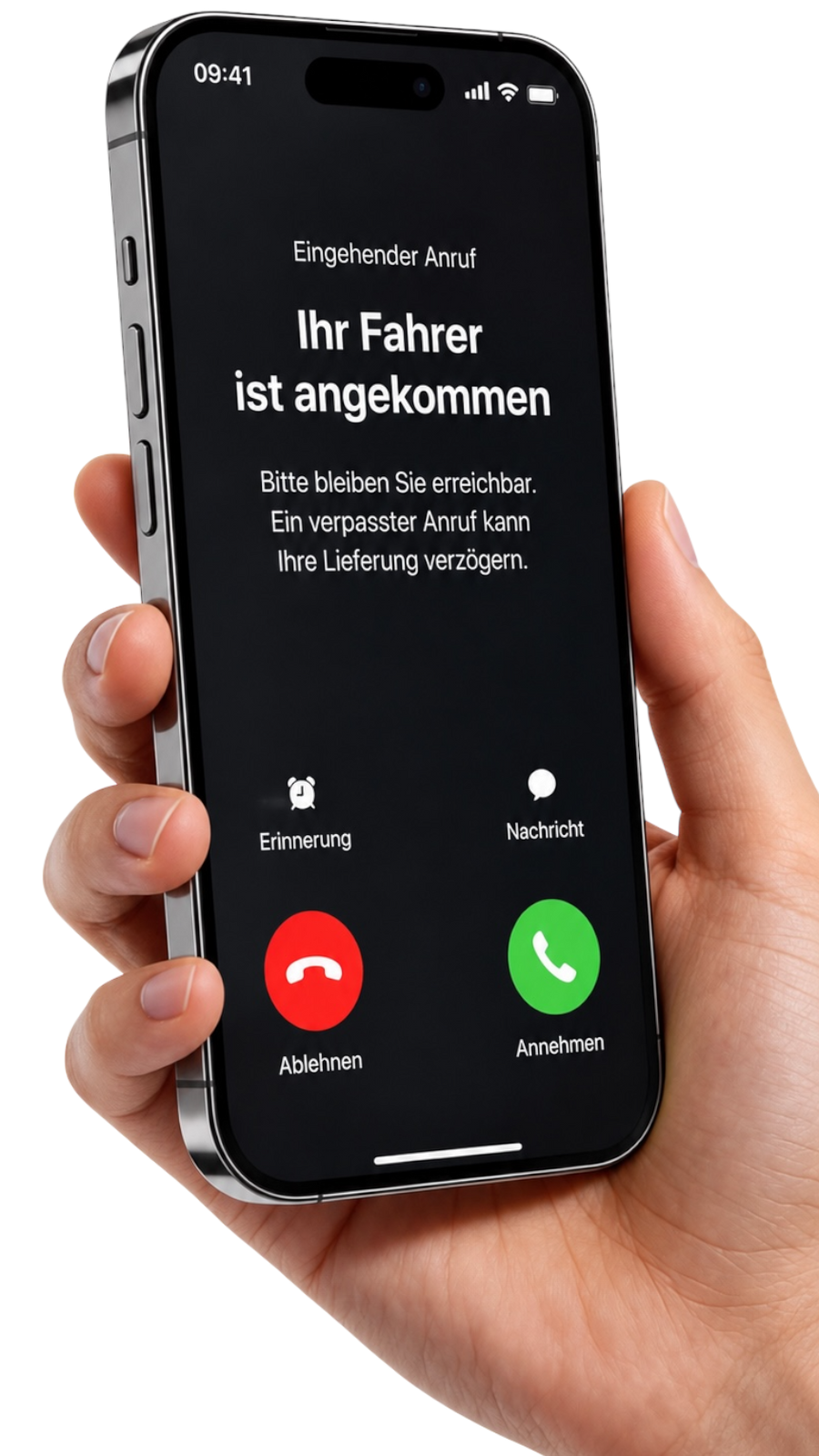 Telefon mit Anruf des Zustellers